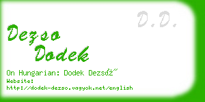 dezso dodek business card